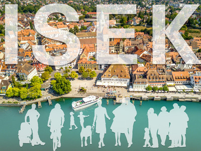 Blick über die Altstadt und den Bodensee